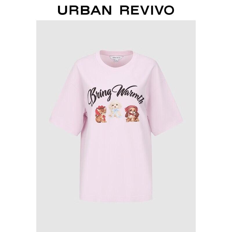 UR2026 Women s Urban Pastel Distressed Pet Print Cotton T-Shirt M
