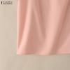 ZANZEA Blusa da donna casual a girocollo, tinta unita, manica corta larga