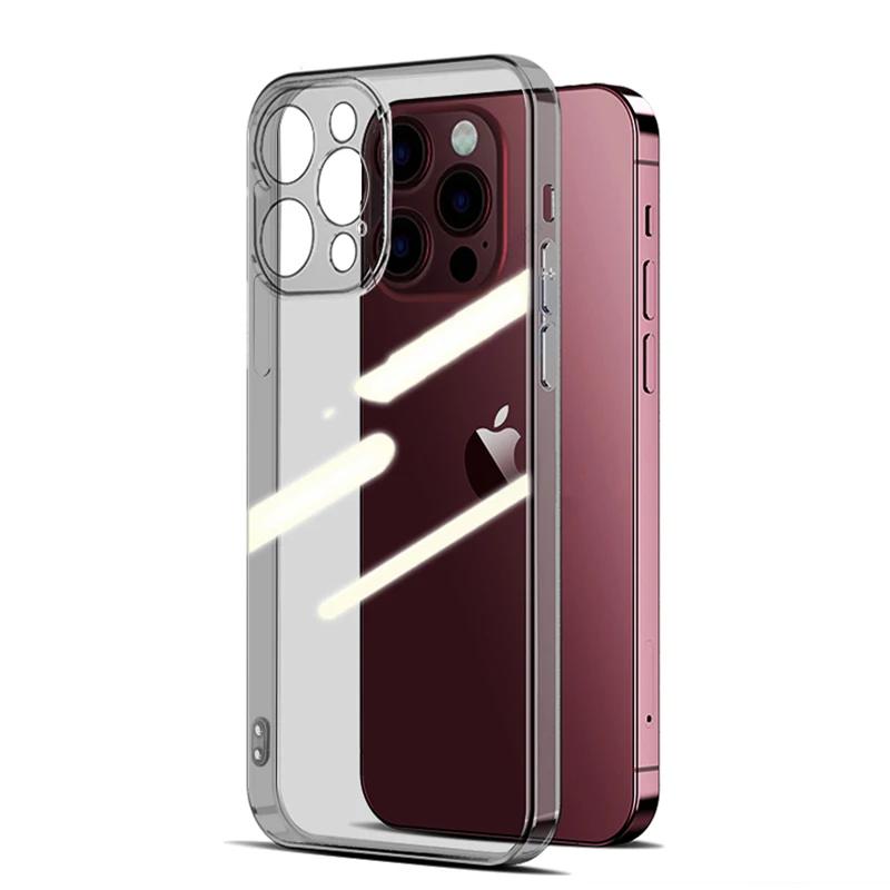 

Роскошный квадратный прозрачный черный силиконовый мягкий чехол для iPhone 16 15 14 13 12 11 Pro Xs Max X Xr Ультратонкий прозрачный чехол TPU For iPhone15plus чёрный