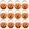 Vaguelly 15Pcs Halloween Pumpkin Bucket Trick or Treat Pumpkin Bucket with Handle Small Candy Holder Plastic Orange Jack O Lantern Candy Basket Bags