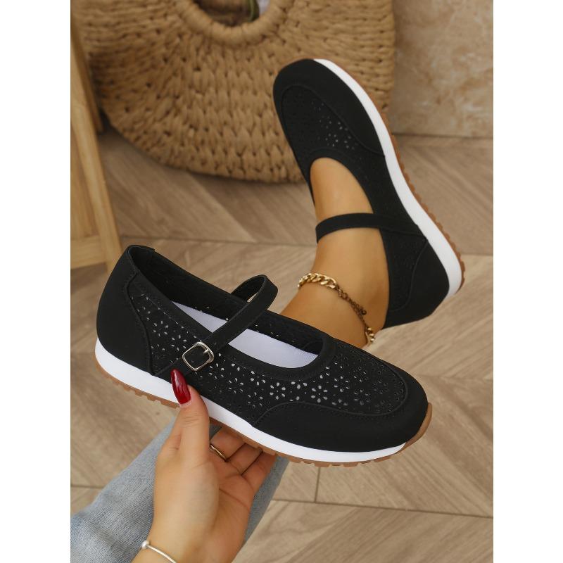 Women's Openwork Sneakers 2025 Summer Oversized Casual Flats Round-Toe Perforated Shoes