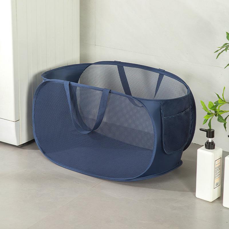 Mesh Laundry Basket Foldable Breathable Laundrys Hamper Dirty Clothes Storage Basket Large Capacity Basket Bathroom Organize