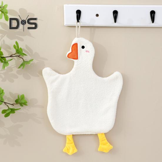 2 Pcs Goose Hand Towel Double Sided Coral Velvet Towel Absorbent Thickened Reusable Wipe Towel for Kitchen Bathroom Cleaning And Drying