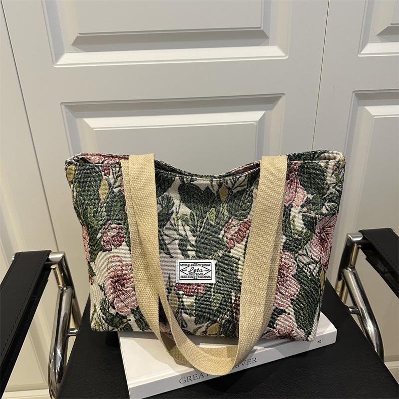 Popular Large-capacity Niche Shoulder Bag Women's New Canvas Bag Tote Class Handbag Commuter 2025 Make-up Bag