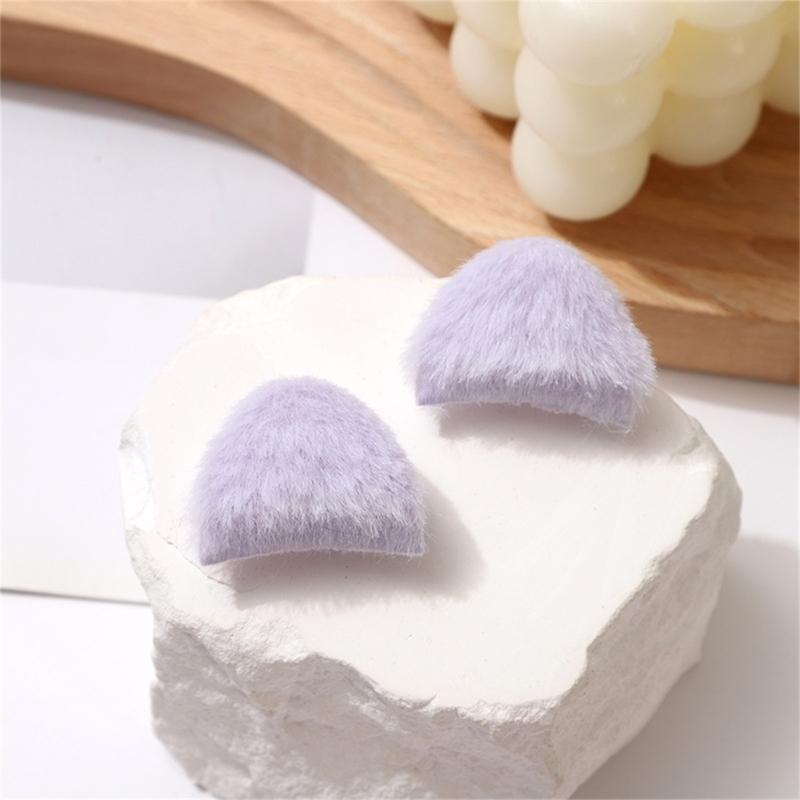 10Pcs Furry Kitten Ears Charm Sewing Plush Ears Appliques Assorted Color for Hair Accessories Clothing Embellishments