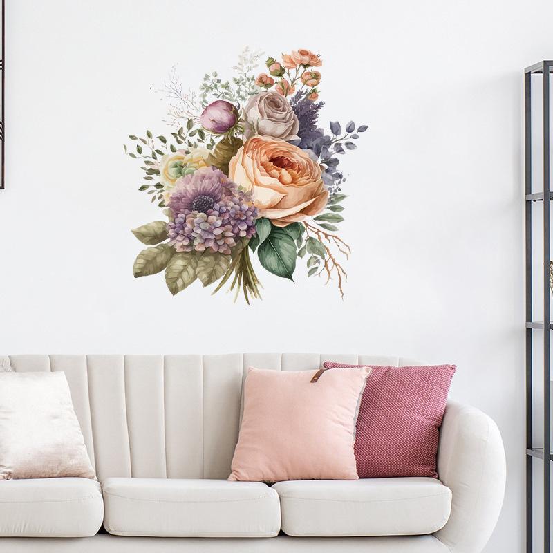 Großer Pfingstrosen Wandaufkleber Selbstklebender Blumenaufkleber für Schlafzimmer Flur Bettkopfteil Wanddekoration Wohnraum Innenraum Abziehen und Aufkleben Wandkunst