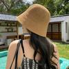2026New fashion straw hat for women, Korean version, hollow and breathable, suitable for travel, bucket hat, fisherman hat, trendy