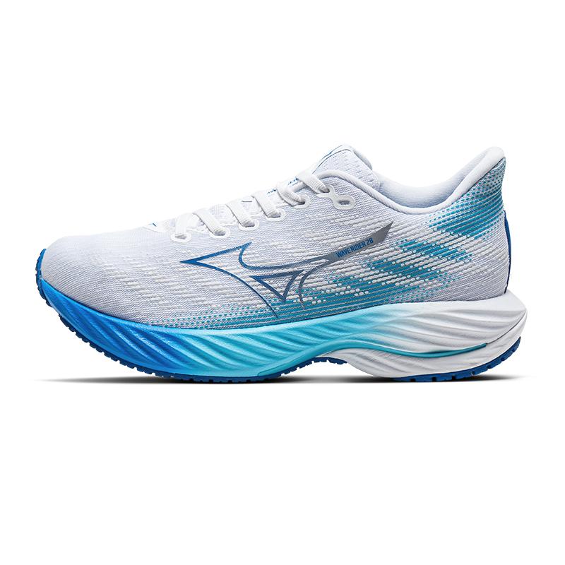 

Mizuno Wave Rider 28 Slip Resistant, Abrasion Resistant, Breathable Low Top Running Shoes Women s White Blue Mizuno J1GD2403-21 36.5