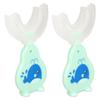 2pcs U Shaped Toothbrush Food Grade Soft Silicone Manual Training Toothbrush 360 Degrees Oral Cleaning for Baby L for 6 to 12 Years Old
