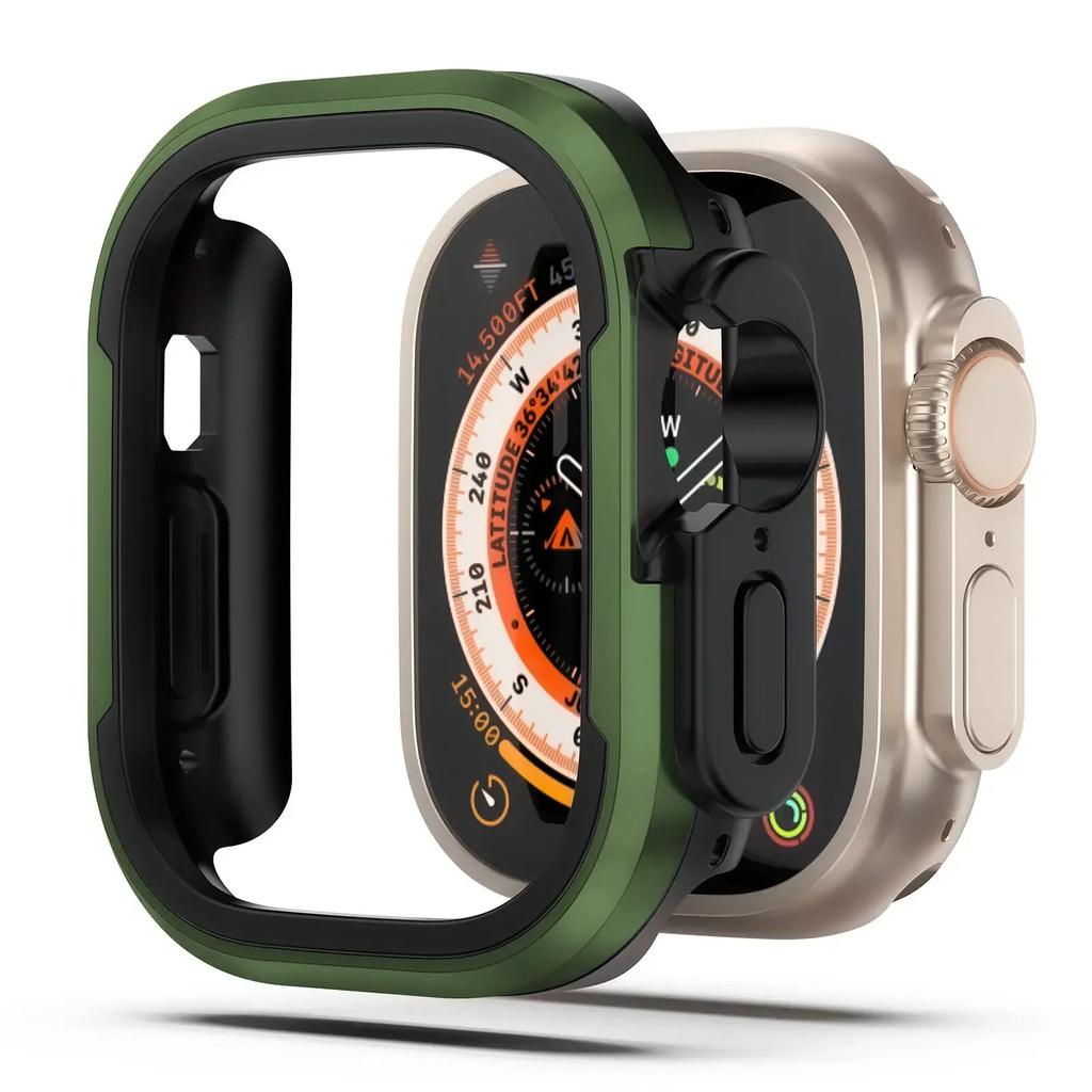 Boett i aluminiumlegering för Apple Watch Ultra 3/2 49mm serie 11 10 9 8 7 6 se TPU Stötfångare+Metallram för iWatch 46/42/45/44/41/40mm