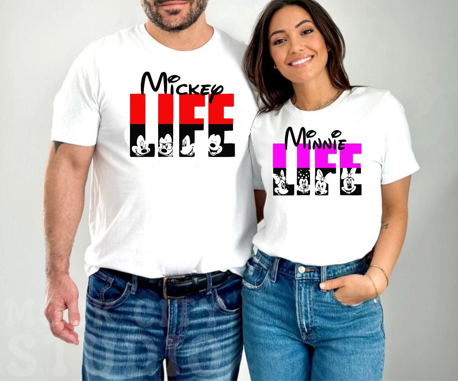 Disney Mickey Minnie T-Shirt, Mickey and Minnie Life Shirt, Disney Couple Tee 4XL