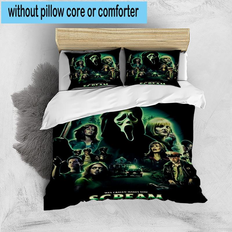 3PCS Scr-eam Horror Movie 3pcs Bedding,Including 3PCS Duvet Cover And 2pcs Pillowcases Perfect for Christmas,Ideal for Bedroom, Dormitory