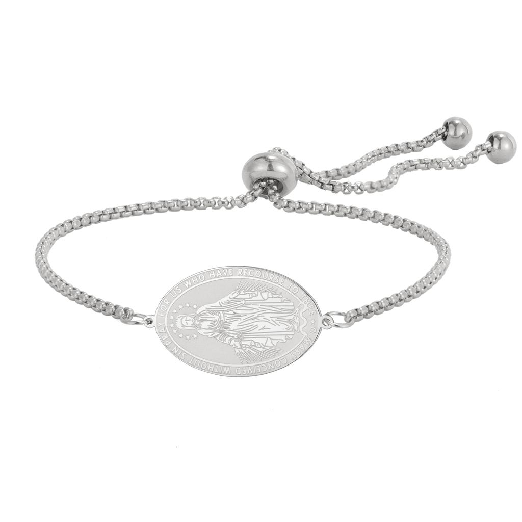 LIKGREAT Virgin Mary Bracelet for Women Stainless Steel Bracelets Mother of Jesus Catholic Jewelry Christian Protection Gift