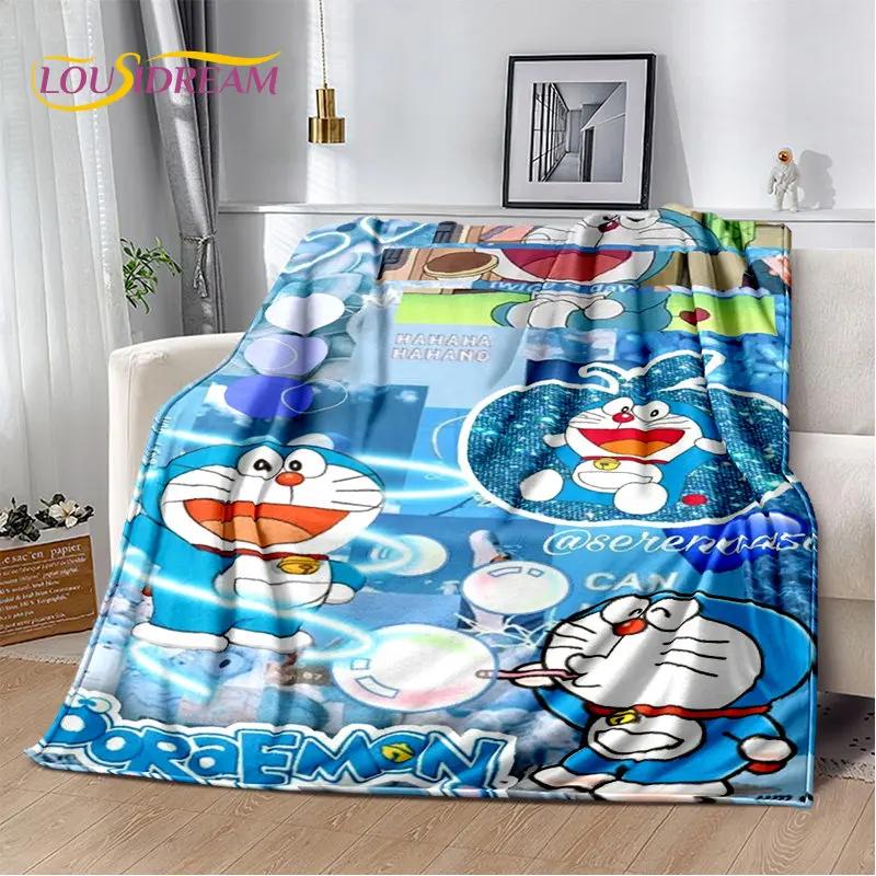 Coperta morbida in peluche cartone animato anime Doraemon, coperta in flanella per soggiorno camera da letto letto divano picnic, copertura calda per bambini