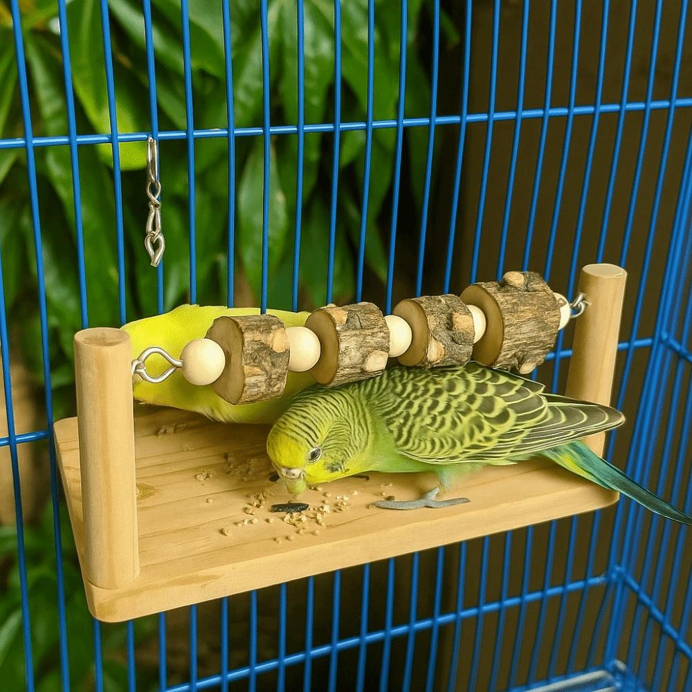 Natural Wooden Parrot Perch Stand Bite-resistance Bird Teeth Chew Toy Sun Birds