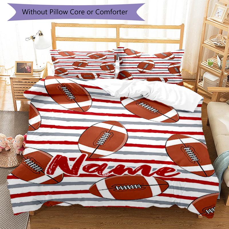 3pcs Custom Name American Football Bedding Set Duvet Cover Closure Includes 1 Duvet Cover & 2 Pillowcases, Soft and Comfortable for All Seasons.