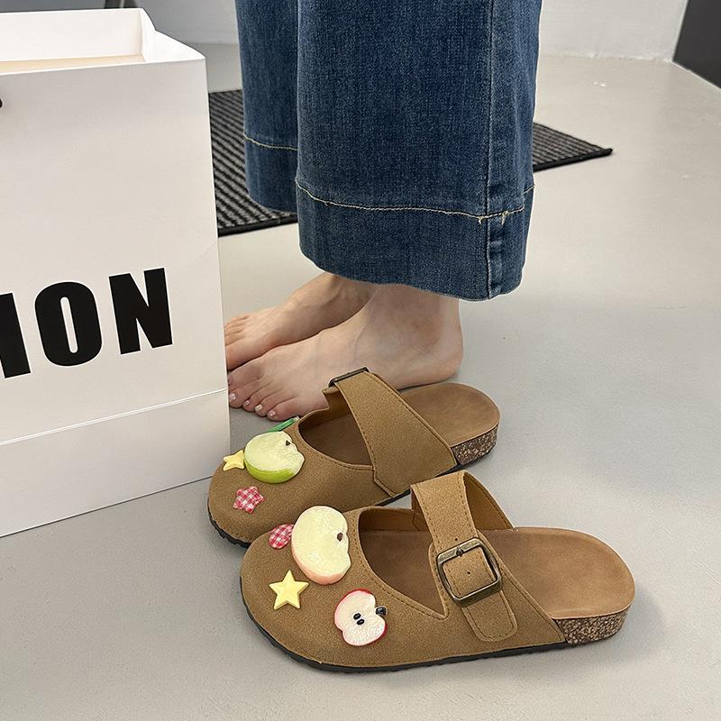 Milk Cute Cartoon Bag Head Half Slippers Women's 2025 Spring and Summer New Retro Home Indoor Thick-bottomed Versatile Sandals
