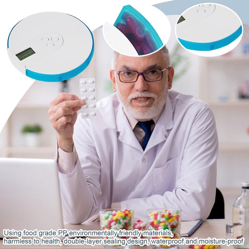 Týdenní otočný pouzdro na pilulky rozdělovač organizér na skladování tablet léky s budíkem 7denní pouzdro dávkovač nádobka na pilulky