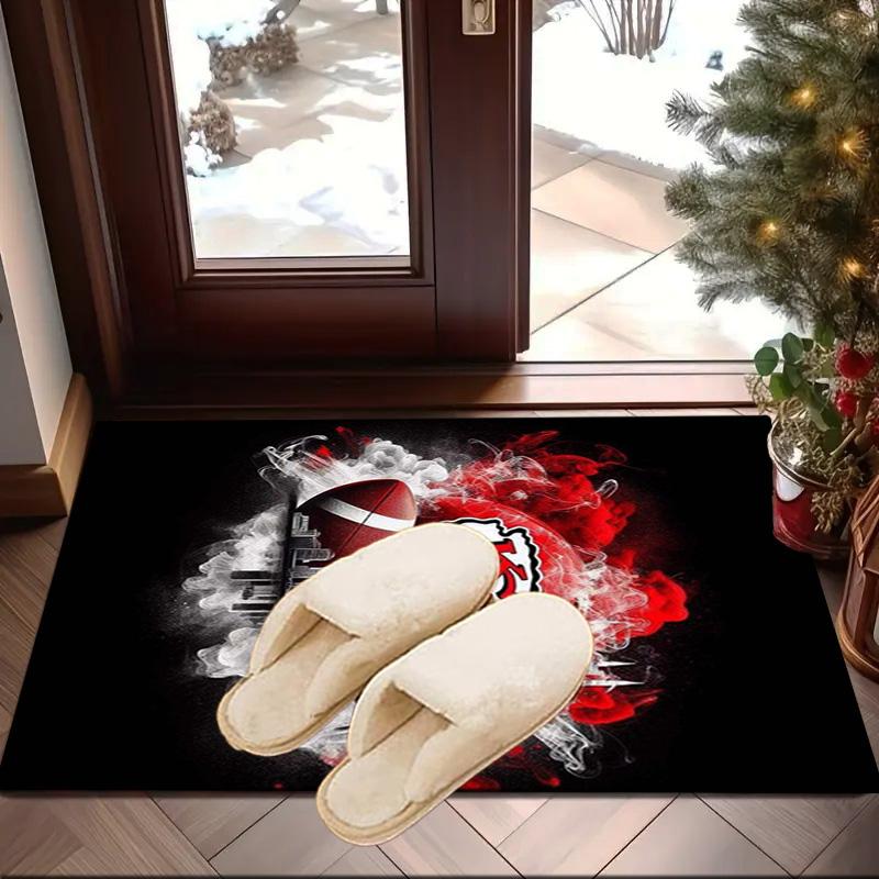 Stadt Chiefs Emblem Bedruckter Teppich für Büro, Stuhlunterlage, Dekorativer Teppich Bodenmatte, Große Größe Fan Geschenke Weihnachtsgeschenke