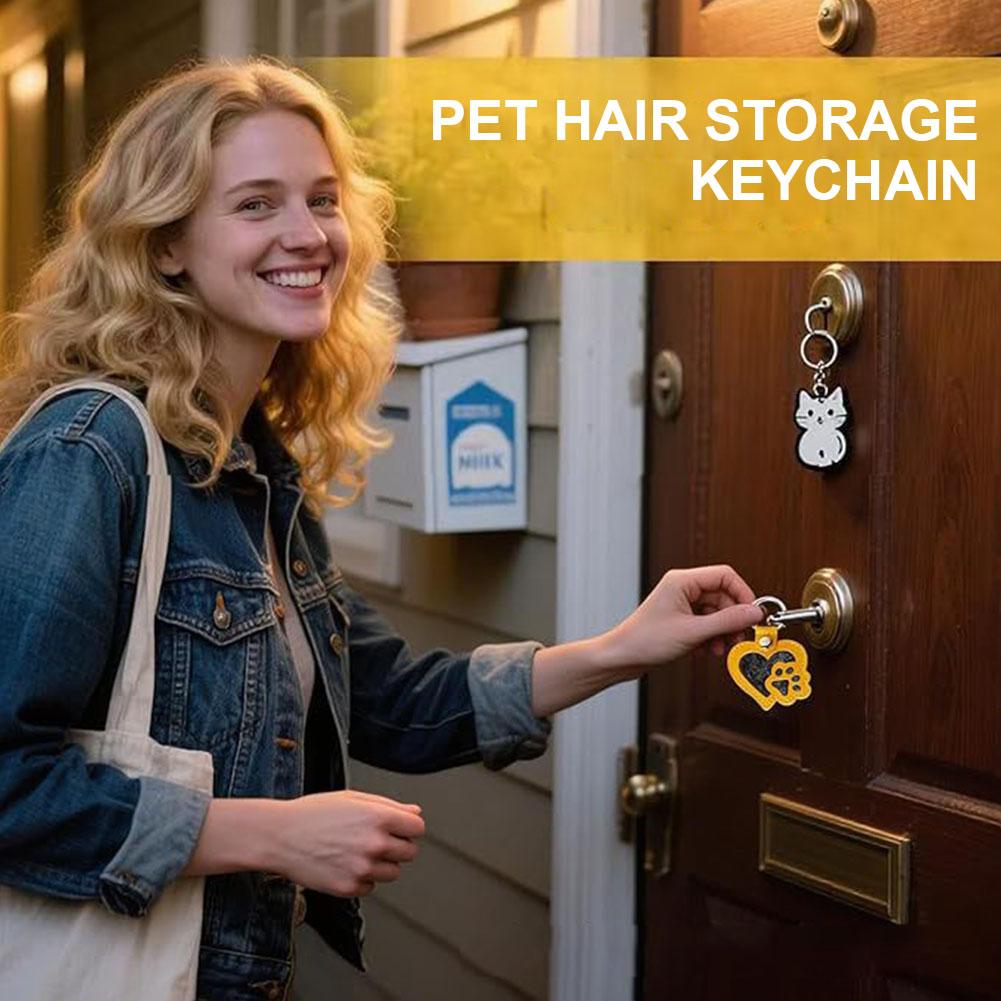 DIY Dog Hair Collector Keychain For Bag Purse PU Leather Handbag Pendant Charm Storage Keepsake Pet Memorial Keychain for Hair