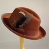 Men's Feathered Jazz Wool Panama Hat, European and American Style Wide-brimmed Party Hat, Fashion Accessory