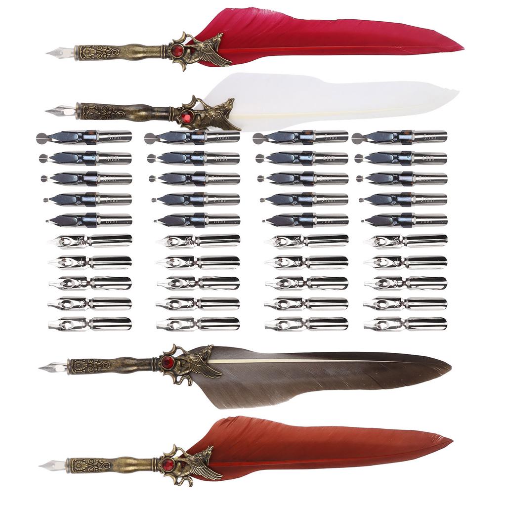 Pen Craft Retro Carved Stainless Steel Dip Pencil for Signature Gift Table Decoration