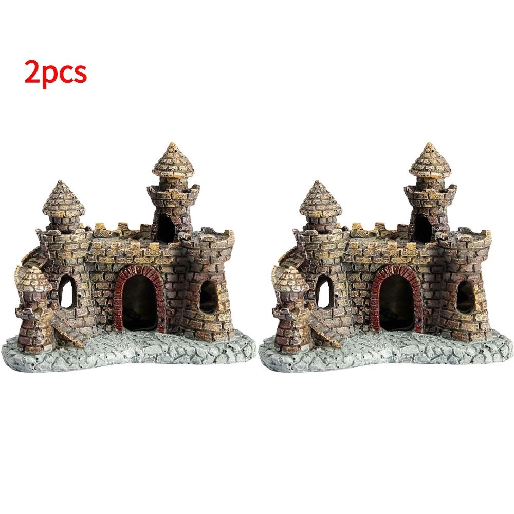 Artificial World of Tanks Stone-island Resin Castle Aquarium Landscape Ornament Aquarium Decor For The Fish Tank Retro Statues