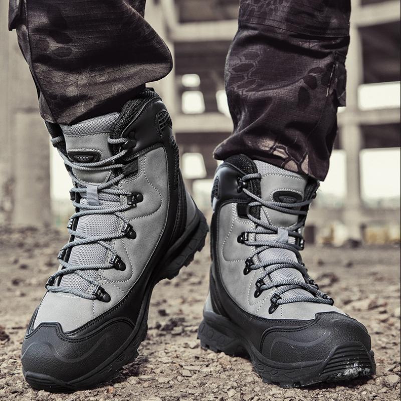 Fashion Men's Waterproof Leather Desert Boots Non-Slip Lightweight Work Safty Shoes Breathable Non-Slip Hunting Hiking Work Boots Men