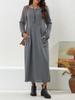 2023 Autumn Loose Plus Size Knit Lace Long Fleece Sweatshirt Dress