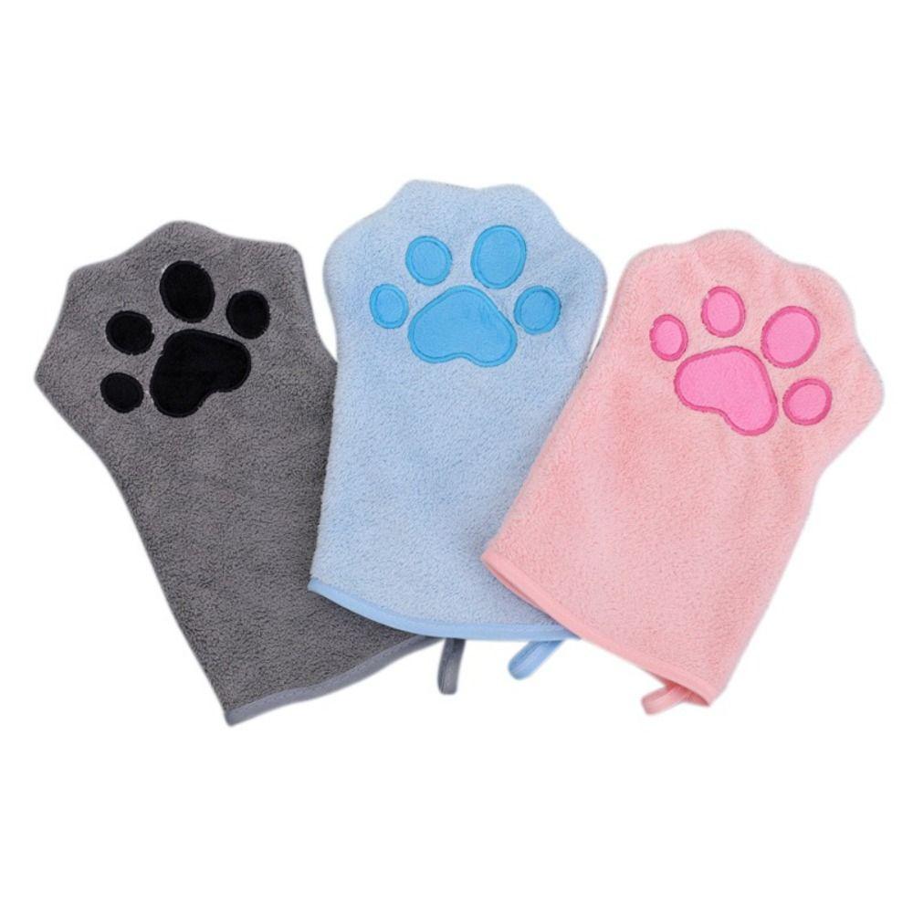1 Pair Pet Bath Towels Double Sided Pet Bath Gloves Quick Drying Absorbent Pet Grooming Glove Hangable Dogs Paw Towel Cats Care