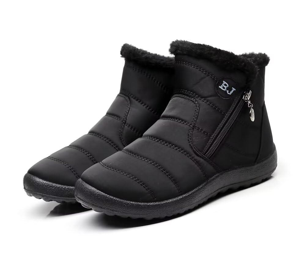 WEISHIMIBANG Snow Cold Weather Short Casual Fleece Ultra Lightweight Size Women's Boots, Boots, Boots, Style, Warm, Lining, Non-Slip, (Black, 25)