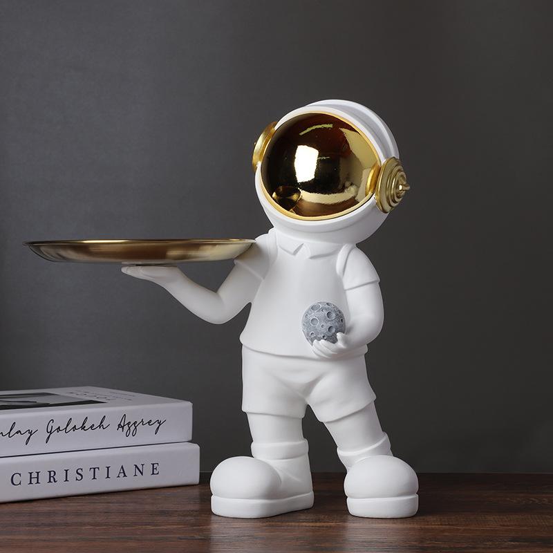 Nordic Astronaut Statue Storage Tray Spaceman Figurines Resin Ornament Home Decoration Living Room Desktop Key Storage Kids Gift