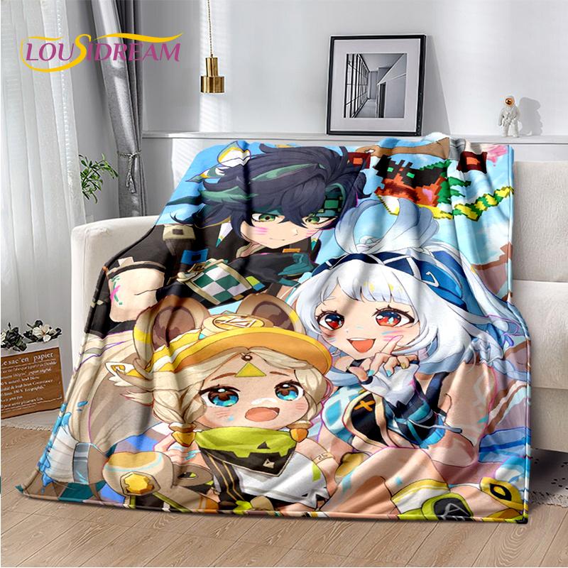 2025 New Cartoon Genshin Impact Character Solo Game Soft Blanket,Soft Throw Blanket for Home Bedroom Bed Sofa Picnic Child Gift