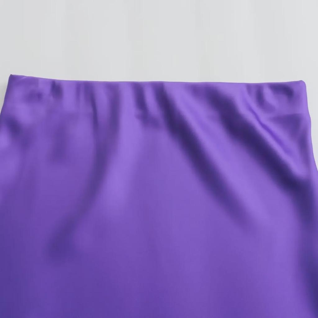 New European & American Style Satin Midi Skirt 8632845