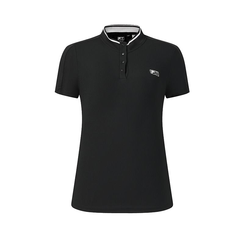 Fila Golf Series Fashionable Minimalist Comfortable Short Sleeve Polo Shirt Women Tops Deep-Black A11W625114FBK