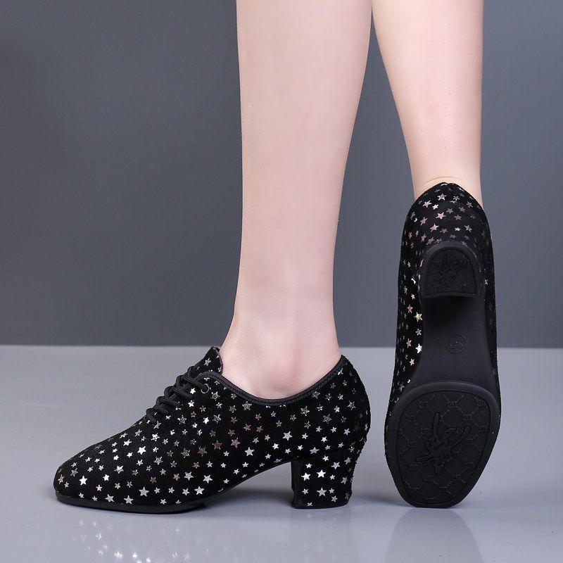 

Women s Genuine Leather Latin Dance Shoes - Medium High Heel, Soft Sole for Modern, Ballroom, & Sailor Dance 39