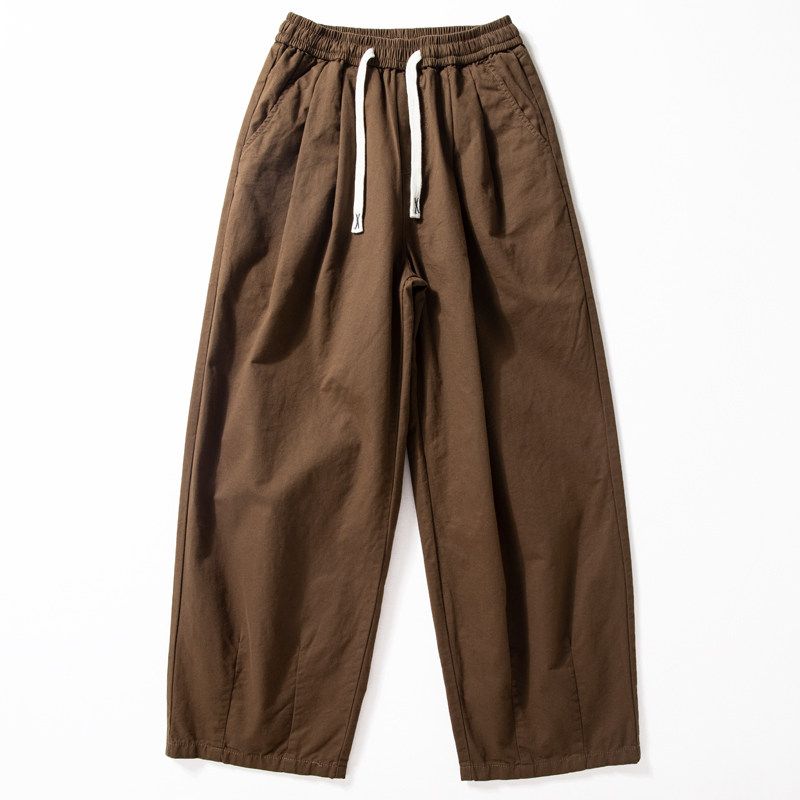 Pants Men's Spring & Fall Thin Pants Washed Pure Cotton Straight Casual Pants Retro Japanese Loose All-Match Wide Leg Pants Trendy