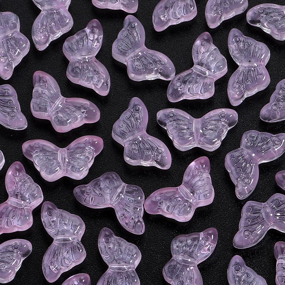 50pcs Butterfly Glass Beads 15x8mm Colorful Lampwork Loose Beads For Jewelry Making DIY Bracelets Necklace Keychain Accessories