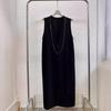 Nordic-Inspired Minimalist Acetate V-Neck Sleeveless Dress