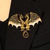 Gothic Fantasy Colorful Enamel Wings Lapel Pin Twin Winged Dragon Brooches for Women Men Game Cosplay Suit Coat Decor Jewelry