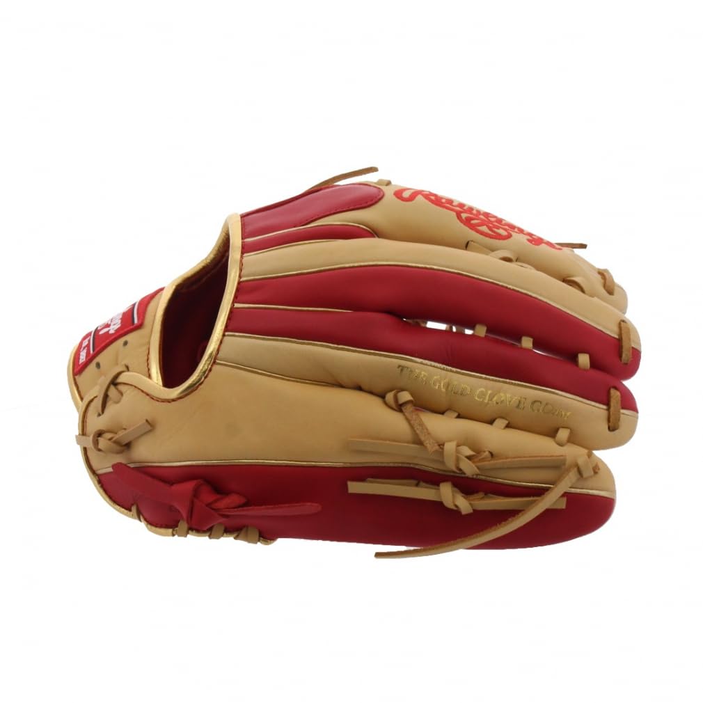 Rawlings Baseball Adult Hyper Tech Colors Size Throw Glove, Softball, [Outfielder's], 12.75, GR4HTCY719, Scarlet/Camel, Left-Handed