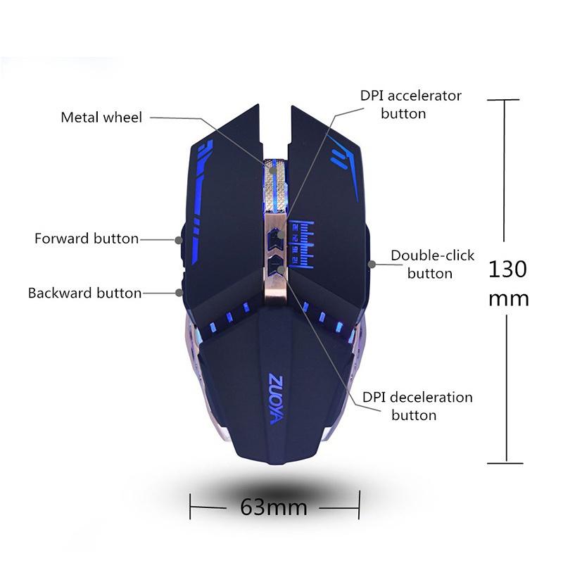 Optical 8 Button  4000DPI Breathing LED Backlit USB Wired Gaming Mouse