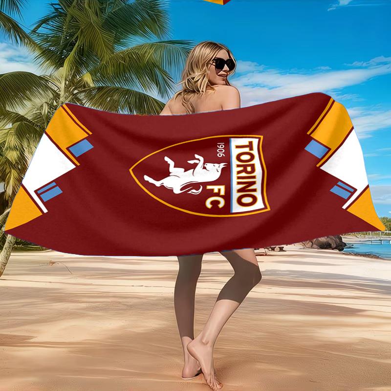 Asciugamano da Spiaggia con Stemma Torino Fc, Asciugatura Rapida, Facile da Curare, Adatto sia per il Fitness che per le Vacanze al Mare, Essenziale per lo Sport