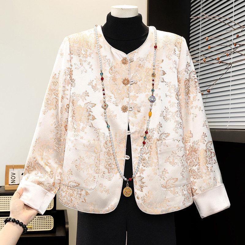 

2026 Stylish Mother s Day Tang Suit: Elegant Spring and Autumn Outerwear for Middle-Aged and Elderly Women XL (110-125 lbs recommended)