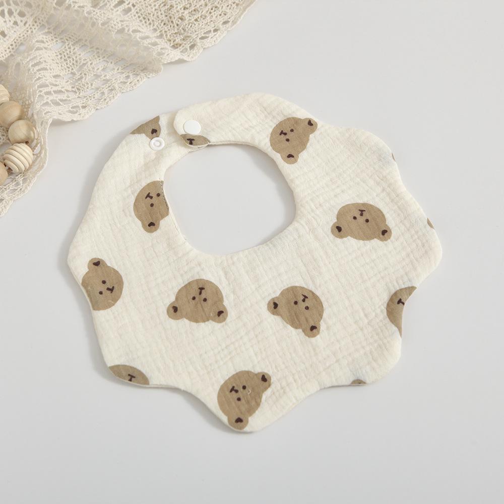 Korean 6-Layer Cotton Gauze Petal Bib: 360° Anti-Spit-Up Newborn Drool Towel.