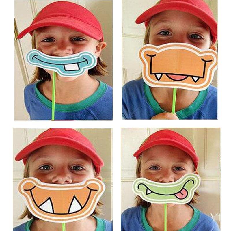 6 piezas/juego Accesorios para Fotomatón Máscara de Monstruos Pequeños Tarjeta de Papel para Decoración de Eventos de Fiesta de Cumpleaños Infantil