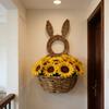 Handwoven Rabbits Ear Shape Flower Basket Natural Rattan Breathable Flower Holder for Home Decors and Storage