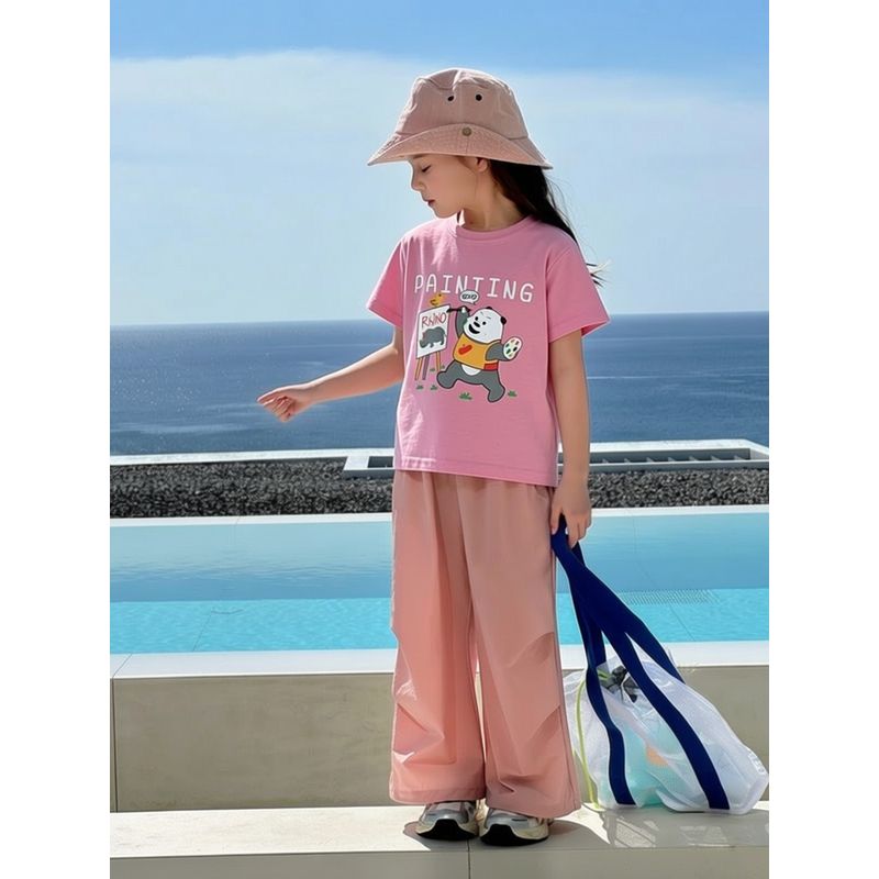 27Home Brand Export Kidsren's Clothing 2026 Summer New Style Kidsren's Pure Cotton Printed Short-Sleeved T-Shirt Baby Girl Clothes