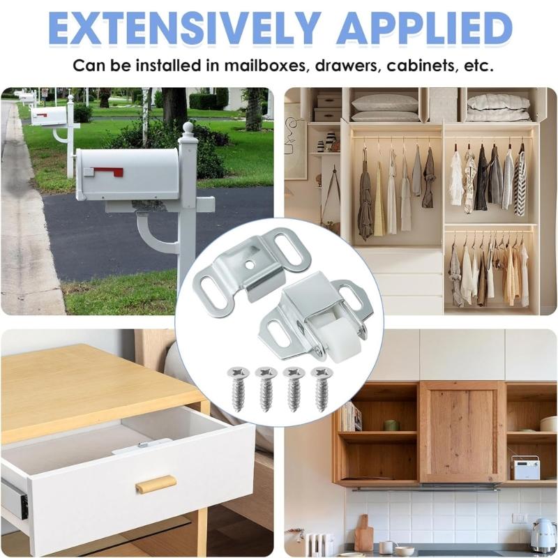 20Pcs Quiet Roller Latches Zincs Alloys Mailbox Replacement Roller Catches Latches for Mailbox Door Cabinet Closing Closures