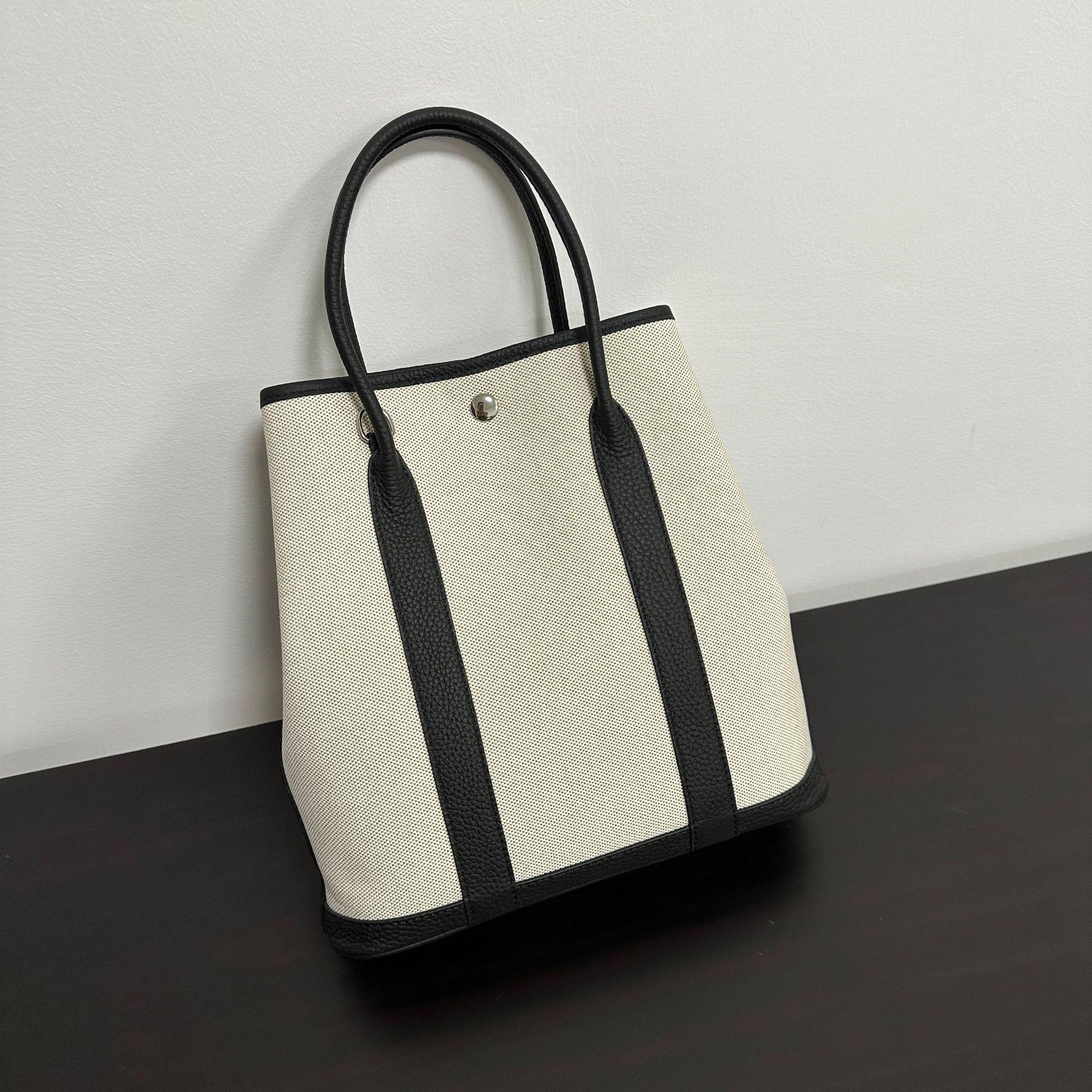 

Вертикальный холст с садовой сумкой из коровьей кожи первого слоя 36, модная и повседневная легкая сумка-тоут, женская сумка большой вместимости 28*29*9cm